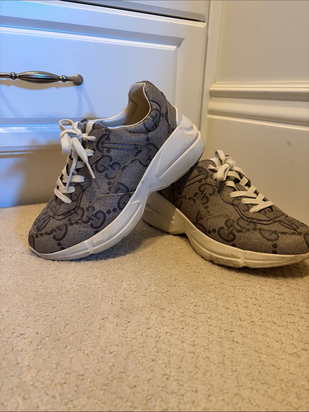 Gucci Gray Monogram Chunky Sneakers